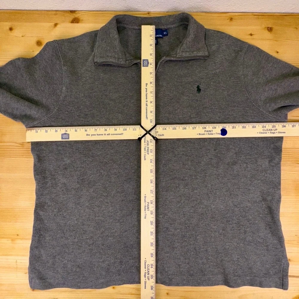 Polo Ralph‎ Lauren 1/4 Zip Pullover Sweater Gray XL Cotton Knit Casual Logo